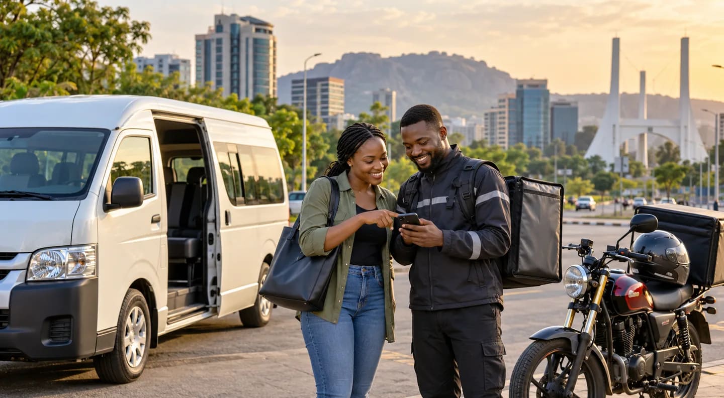 A commuter comparing transport and parcel delivery options with an Abuja courier